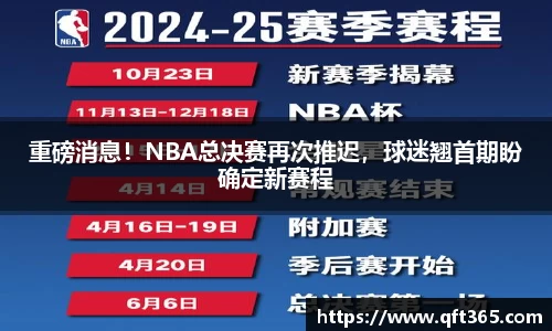 重磅消息！NBA总决赛再次推迟，球迷翘首期盼确定新赛程