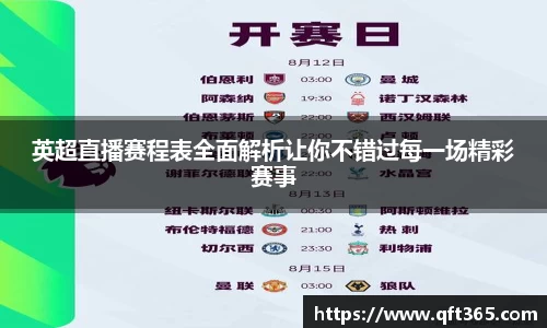 英超直播赛程表全面解析让你不错过每一场精彩赛事