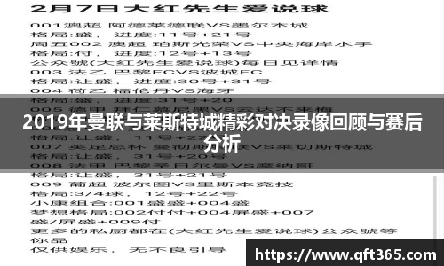 2019年曼联与莱斯特城精彩对决录像回顾与赛后分析